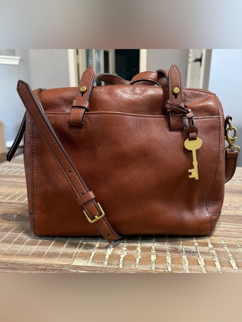 Fossil Brown Leather Rachel Satchel Bag